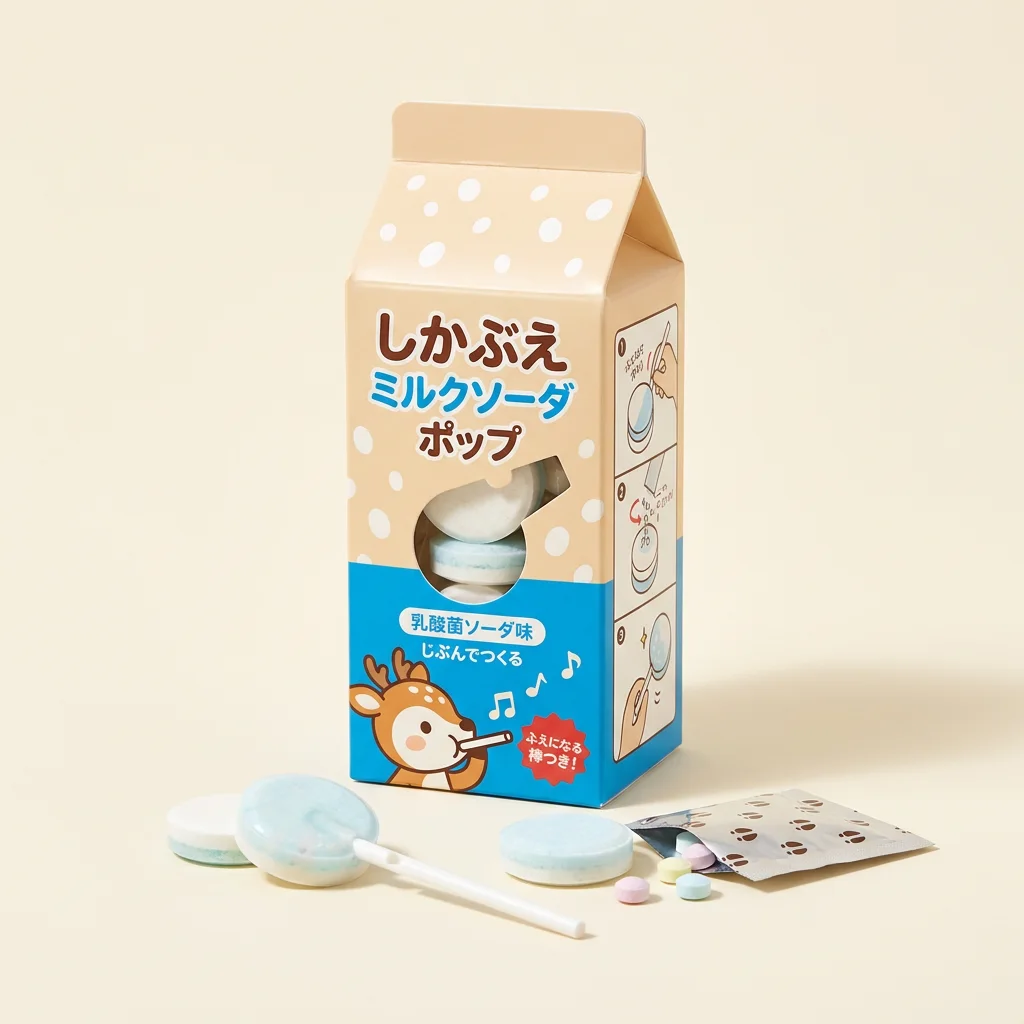 Deer Whistle Fizz Pop (しかぶえミルクソーダポップ) — packshot rendered by Nano Banana Pro