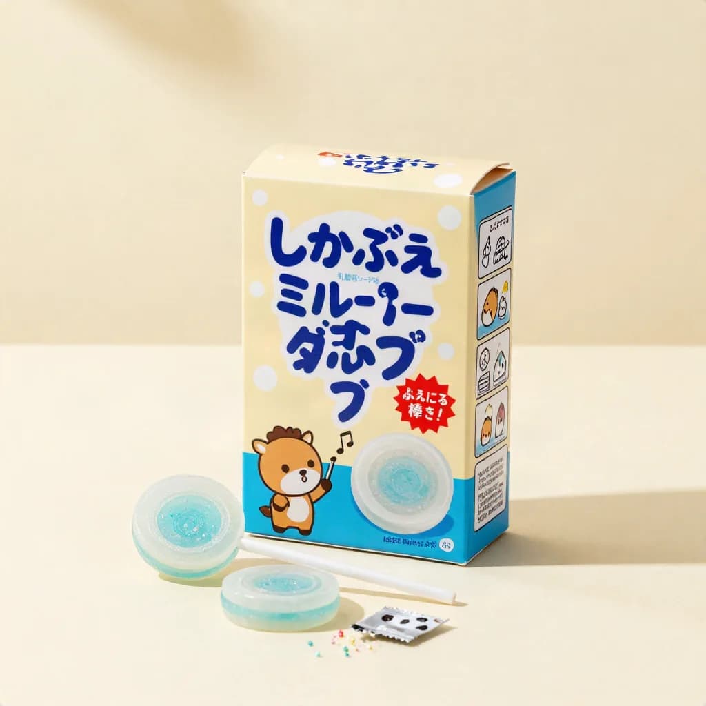 Deer Whistle Fizz Pop (しかぶえミルクソーダポップ) — packshot rendered by Z-Image Turbo