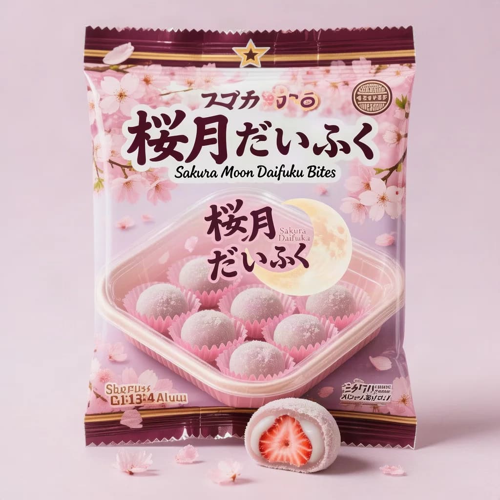 Sakura Moon Daifuku Bites (桜月だいふく) — packshot rendered by HunyuanImage 3