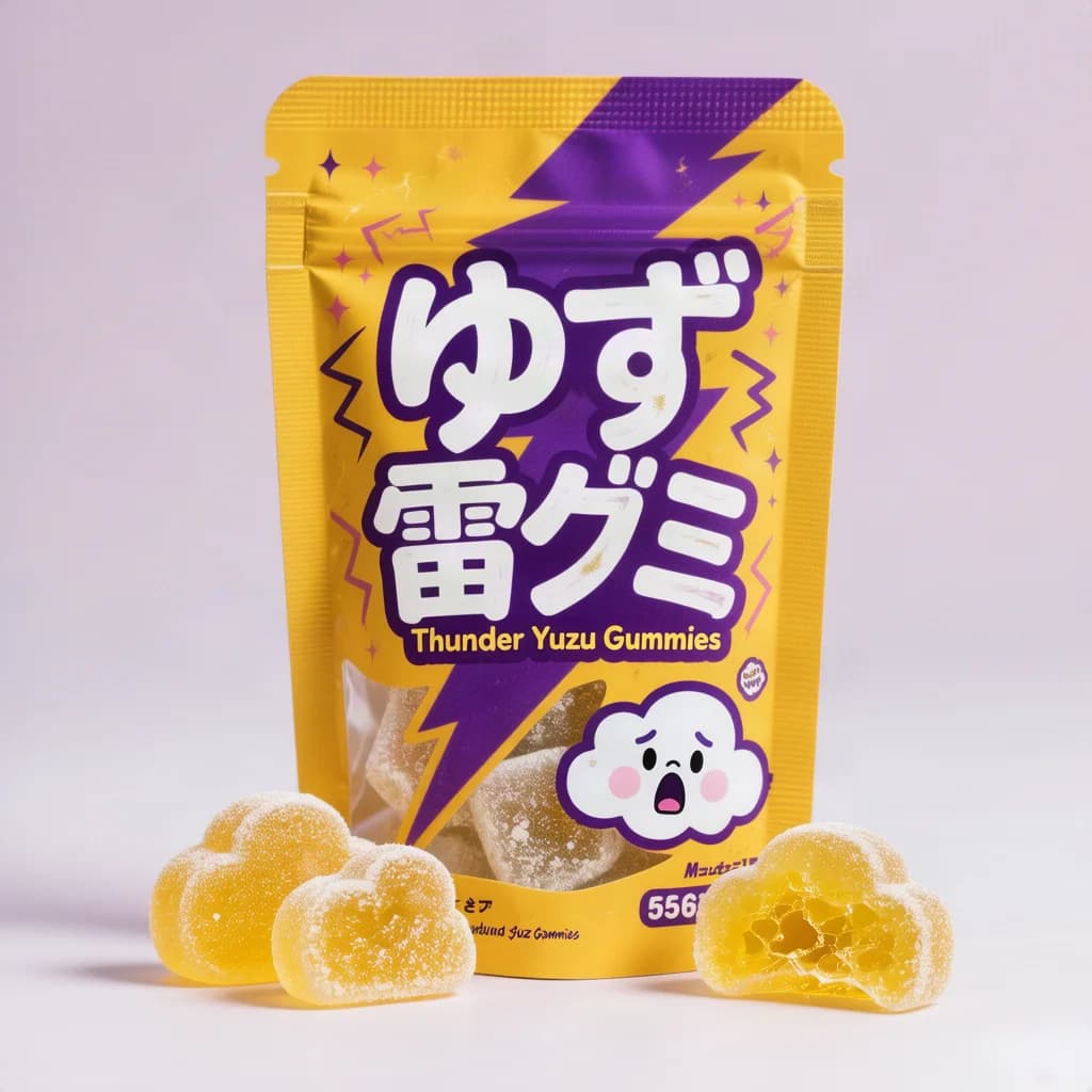 Thunder Yuzu Gummies (ゆず雷グミ) — packshot rendered by HunyuanImage 3
