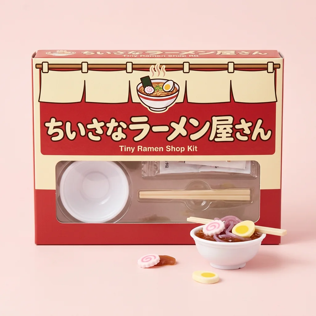Tiny Ramen Shop Kit (ちいさなラーメン屋さん) — packshot rendered by Nano Banana 2