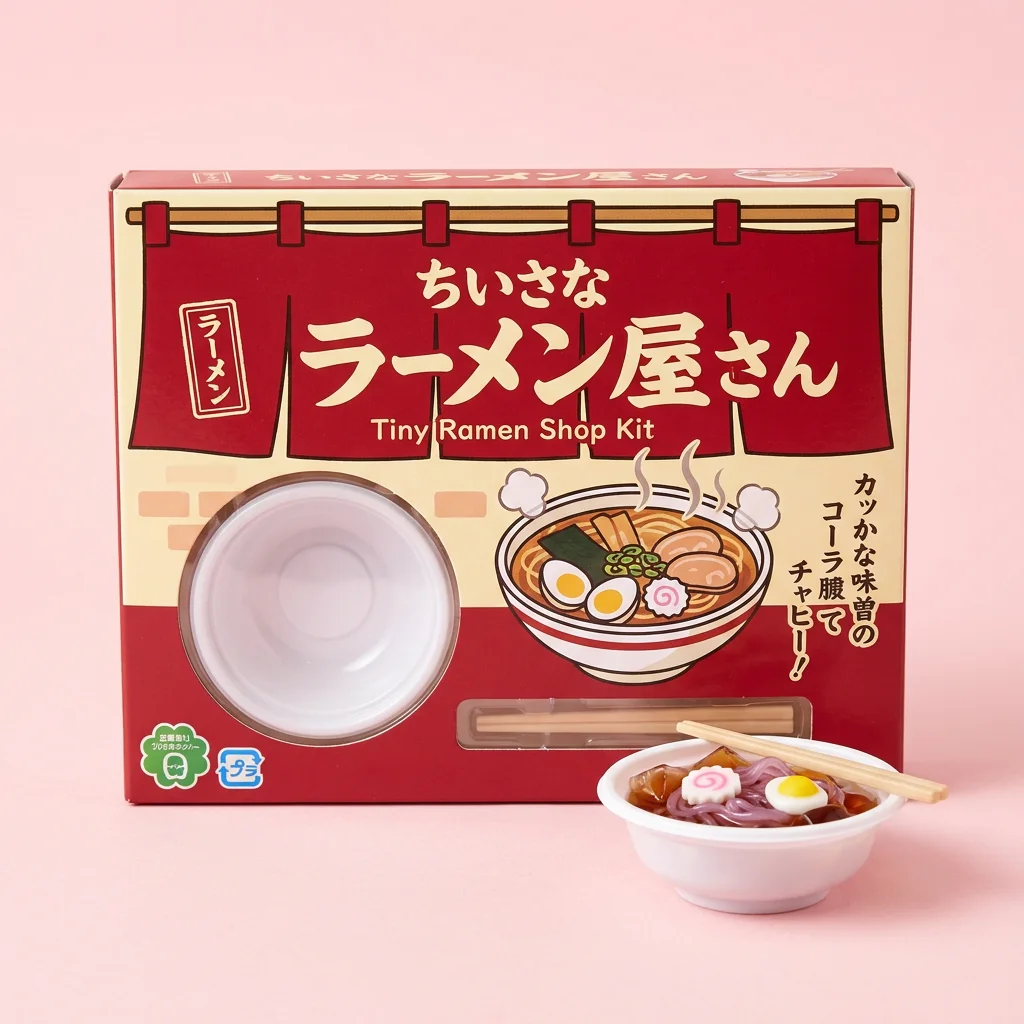 Tiny Ramen Shop Kit (ちいさなラーメン屋さん) — packshot rendered by Nano Banana Pro